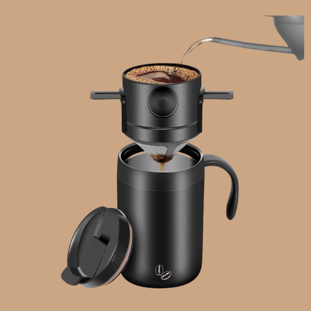 Stainless Steel Coffee Maker with Built-In Filter